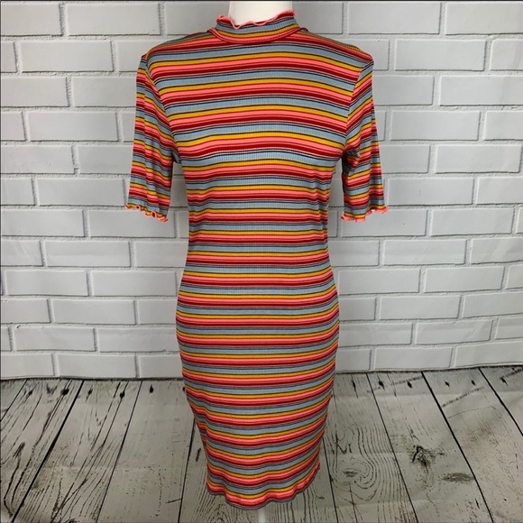 🔥SOCIALITE🔥STRIPED MOCK-NECK BODYCON DRESS XL NWT - Picture 3 of 5